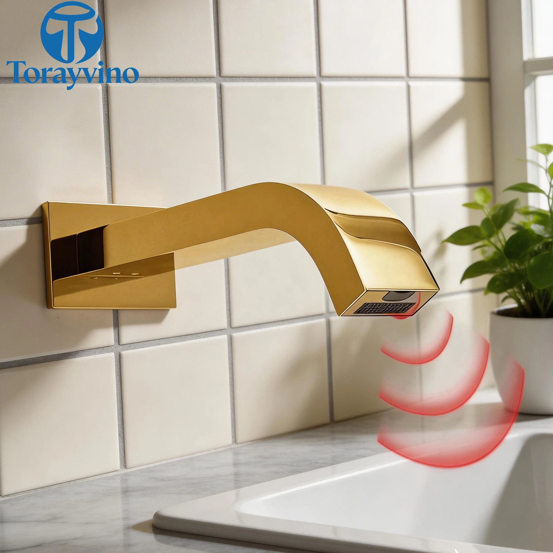 Torayvino Bathroom Faucet Wall Mount Sensor Faucets Automatic Hands Free Touch Sensor-operated Electronic Sink Tap Mixer