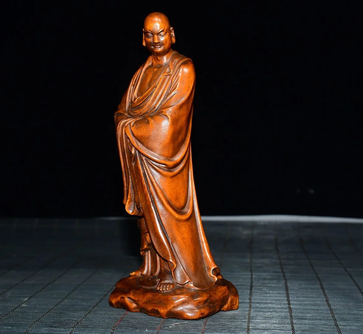 Old Boxwood High relief Burning Lamp Ancient Buddha Standing Buddha Amitabha Buddha Old monk Amass wealth Ornaments Town house
