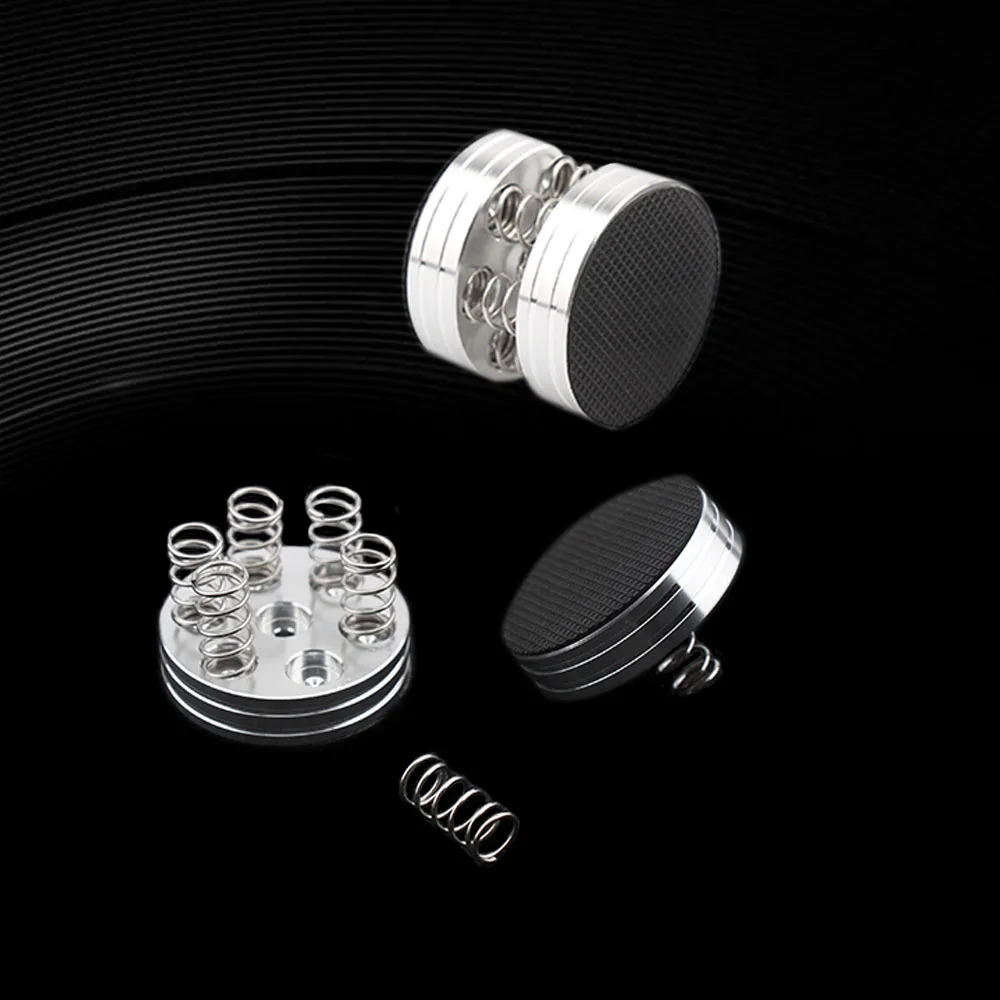 4 Pack Aluminum Alloy Shock Absorption Spike Spring Damping Pads for Audio CD HiFi Amplifier Speaker Turntable Player