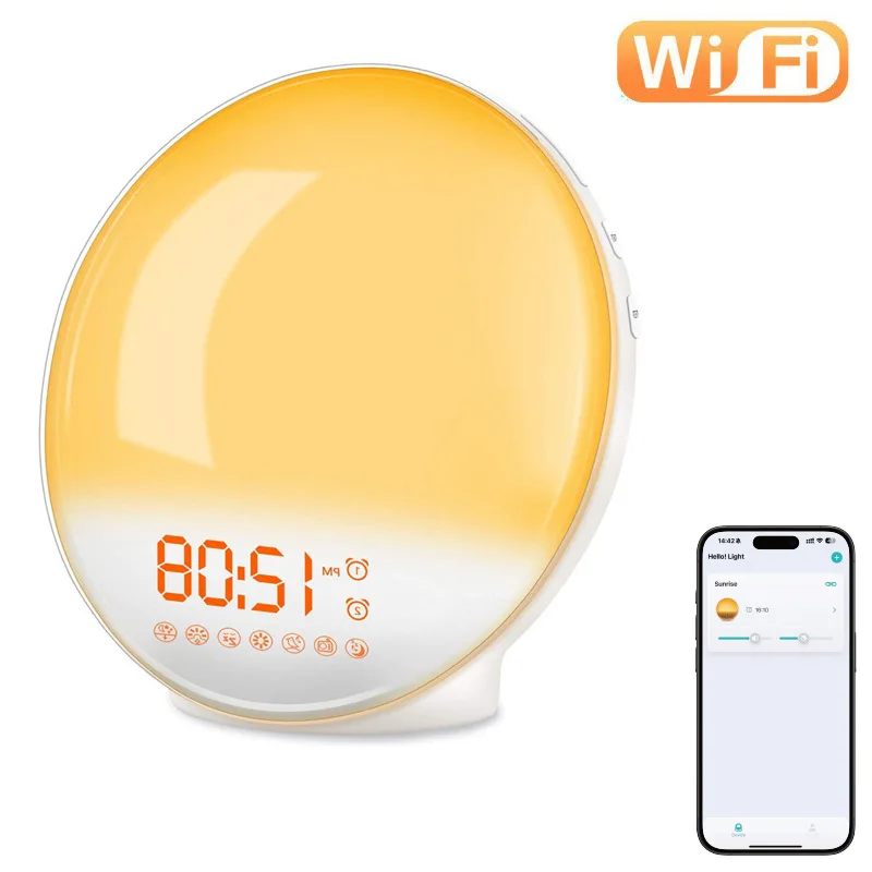 Sunrise-Sunset Simulation Wake-Up Light - LED Colorful Ambient Night Light Alarm Clock for  Sleep