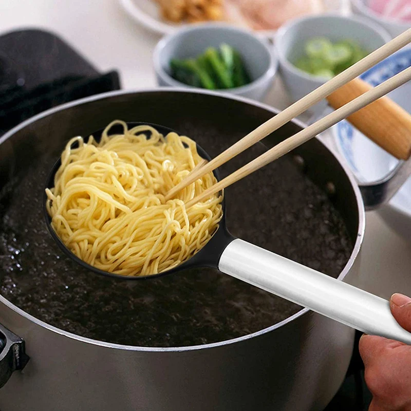 Silicone Slotted Spoon, BPA-Rree & Heat Resistant Up To 480°F, Stainless Steel Handle Seamless Nonstick Kitchen Skimmer