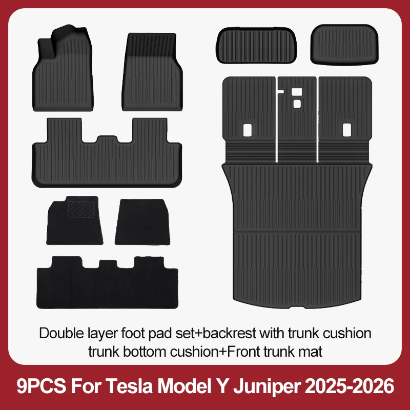 BYTON Voor Tesla Model Y Juniper 2025-2026 Premium/Performance TPE Vloermatten Bagagebak Automatten Slijtvaste Matten Waterdicht