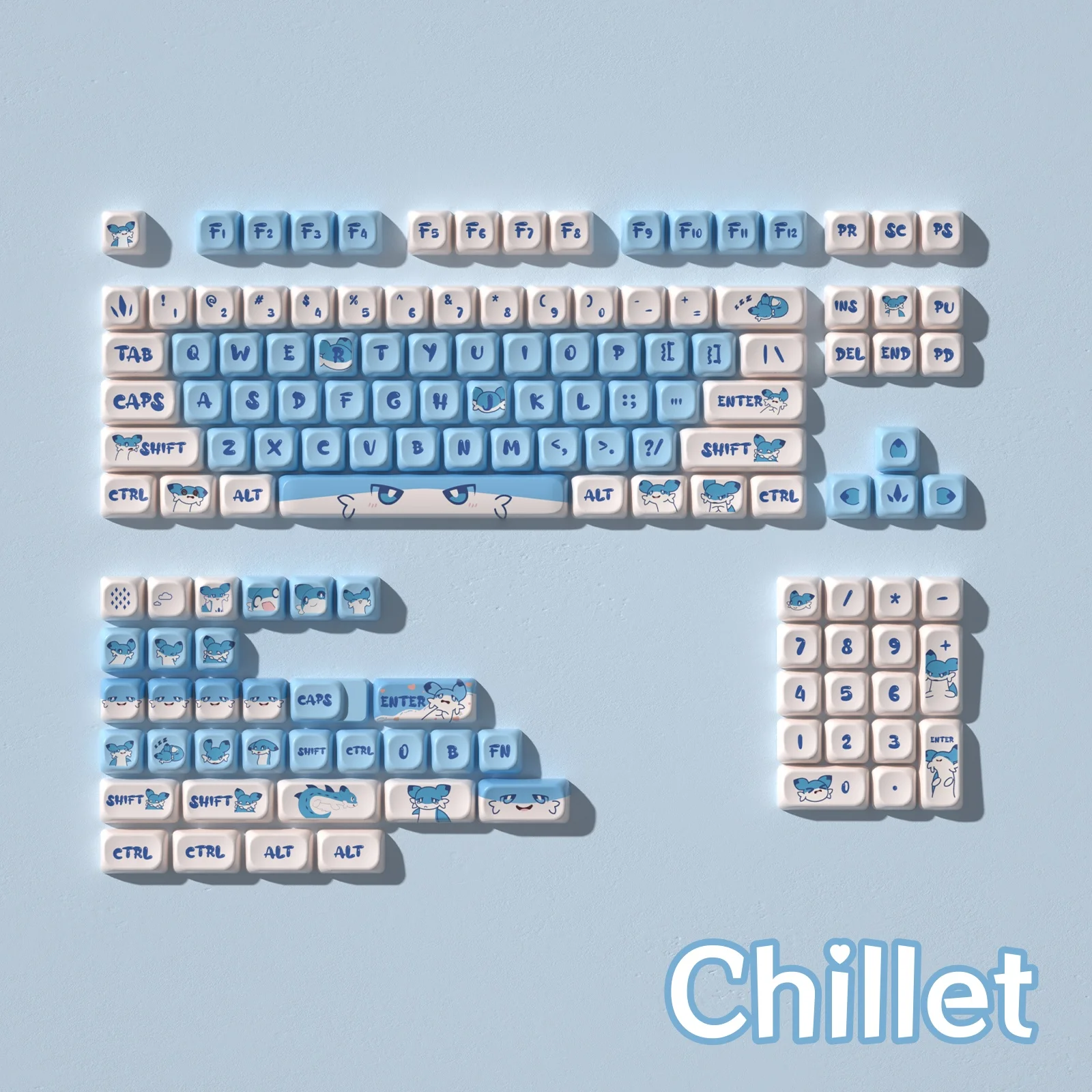 

Колпачки для клавиш Palworld Chillet, колпачки для клавиш MOA PBT, милые аниме тематические колпачки для клавиш с сублимационной печатью для Cherry Mx Switch, механическая клавиатура для геймеров