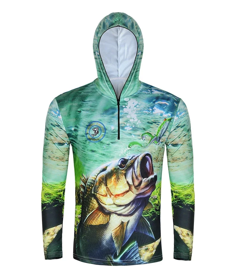 Camiseta de pesca de torneo a prueba de rayos ultravioleta, gran oferta personalizada, sudadera ajustada con media cremallera para hombre, camisa de pesca con estampado