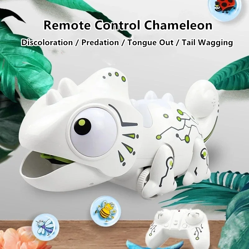 

High Simulation Chameleon 2.4G Remote Control RC Robot With Light Sound Effect Tail Swing Extendable Tongue Intelligent Animal