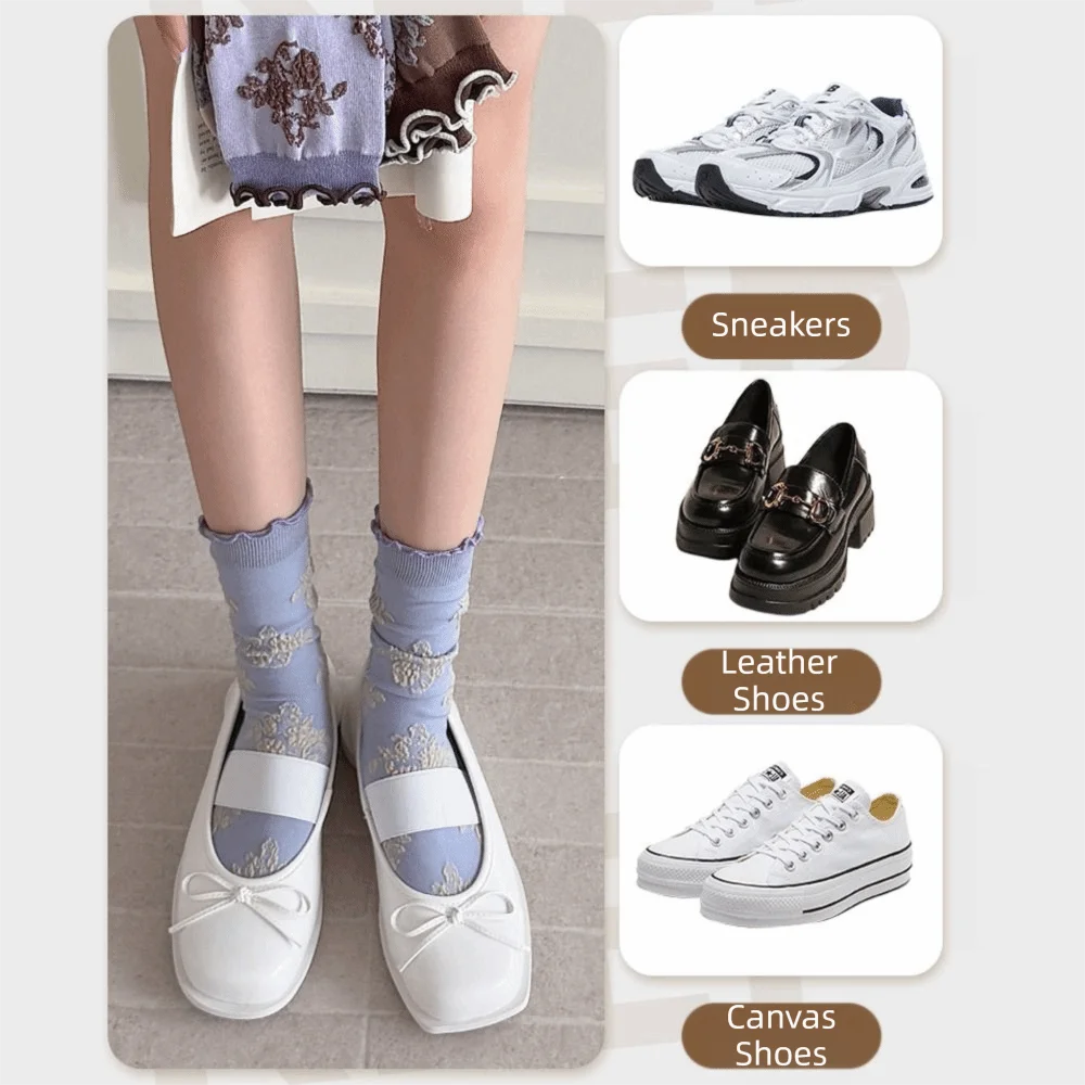 

Fashion Casual Flower Socks Sweat Absorption Breathable Mid Tube Socks Retro Ruffle Socking Autumn