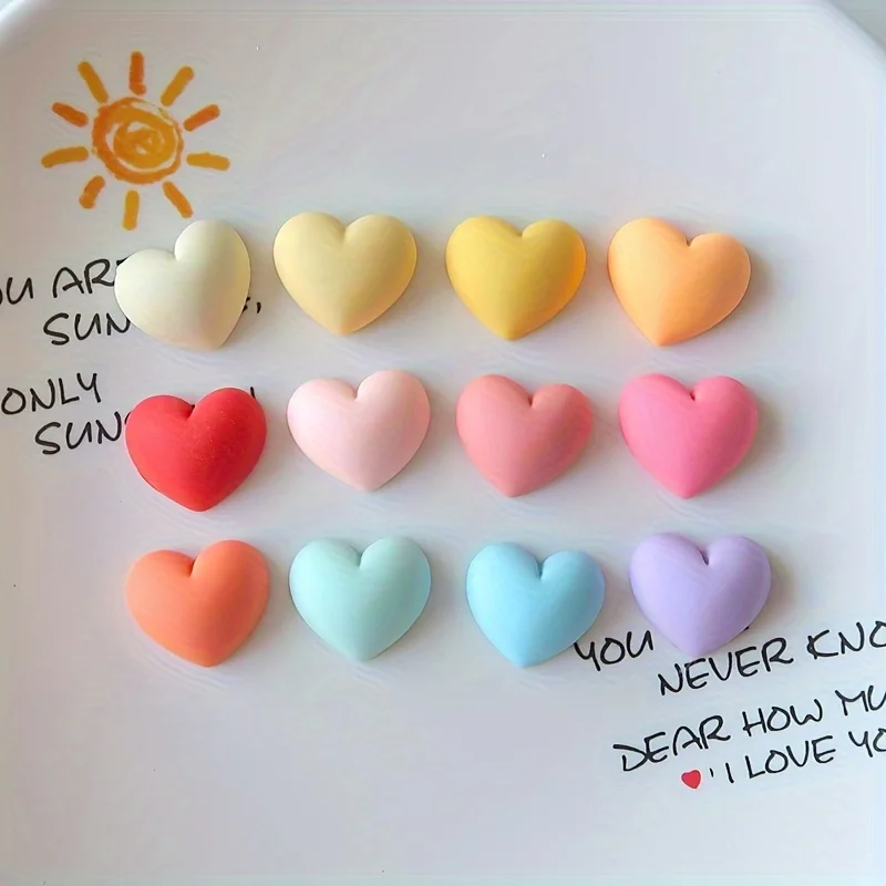 9pcs Heart-Shaped Refrigerator Magnets, Geometric Love Magnet Set, Cute Decorative Magnets for Home Kitchen Office