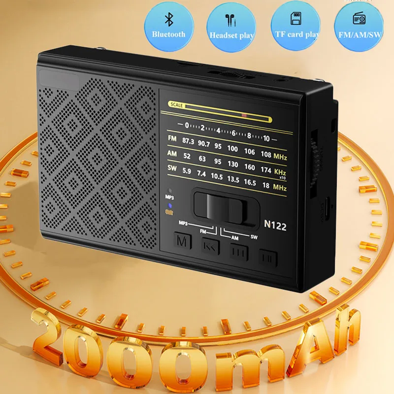 

Multi-functional Full Band Radio Mini DSP FM AM SW Radios Receiver Wireless Bluetooth Speaker Support TF Card 3.5mm Headset Play