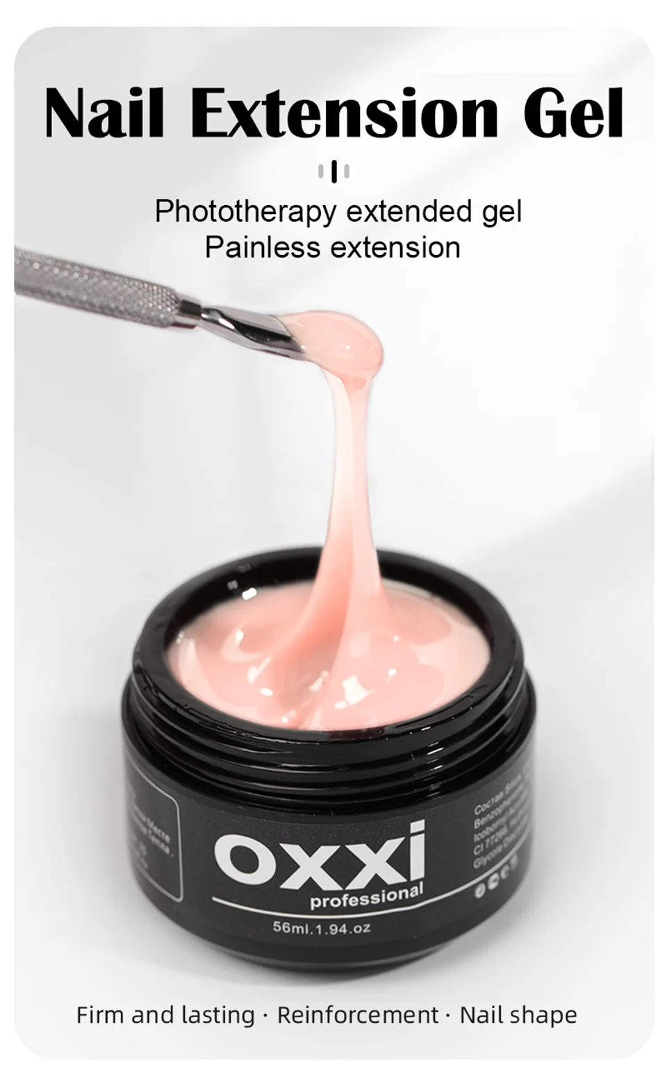 OXXI 56 ml UV-Nagelverlängerungsgel, semipermanenter Builder-Lack, Maniküre, Poly-Nägel, Gellac, Acryl-Gel-Nagellack, einfach zu aufbauende Emaille – Detail 2