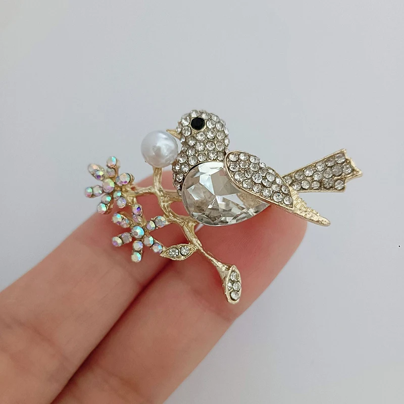 Gifts Fashion Lovely Exquisite Rhinestone Bird Magpie Brooches For Women Clothing Coat Jewelry Accessories