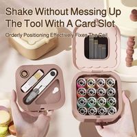 Portable Mini Sewing Box Set Cookie Shape Multi-functional Magnetic Needle Thread Box Threads Partitioned Hand Sewing Tool Kit