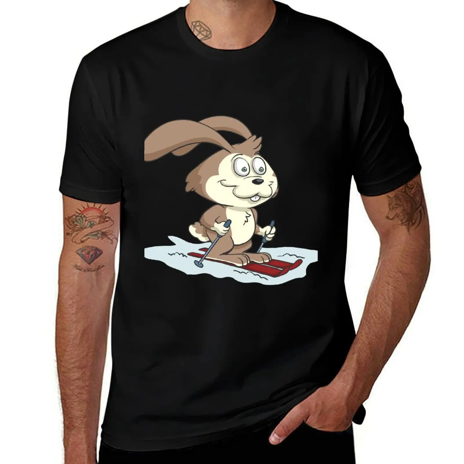 Cross country ski trail snow T-Shirt Plus Size Solid Color T-Shirt
