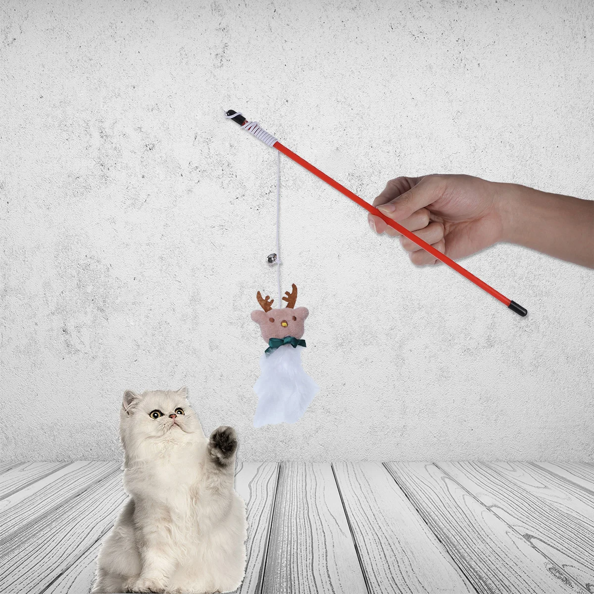 

3Pcs Cat Teasing Stick Christmas Design Promotes Active Play Natural Instinct Release Pet Relief Owner Interaction