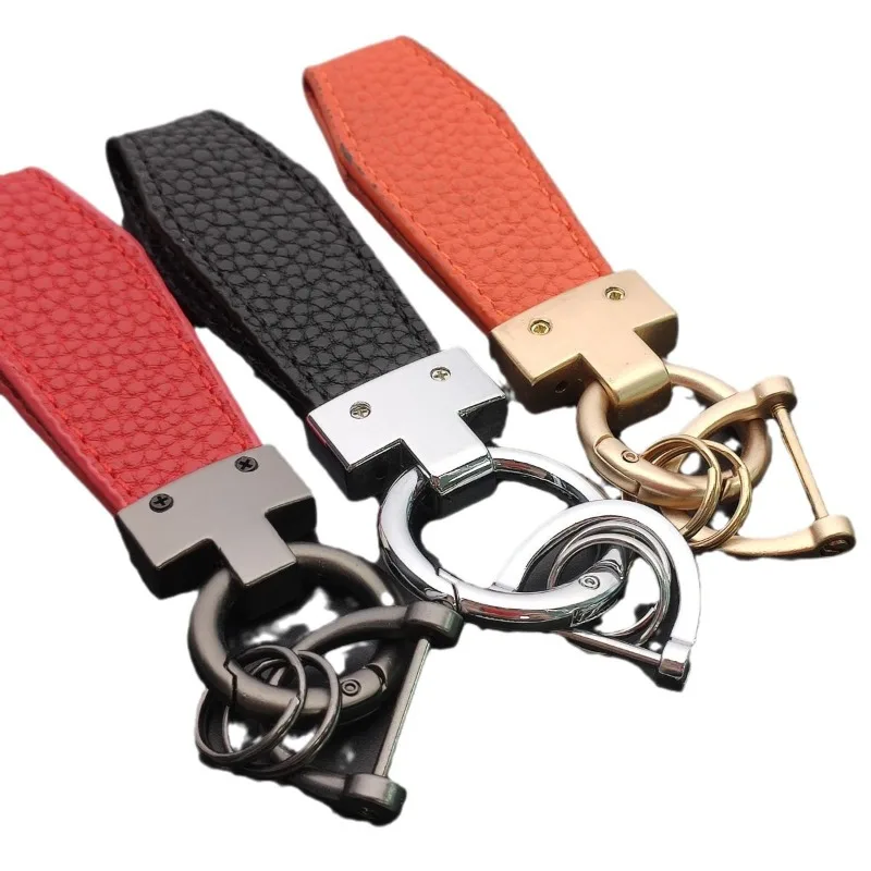 

New T Shaped Car Metal Keyring Men's And Women's Key Chain Pendant Zinc Alloy Creative And Fashionable Leather Rope Keychain
