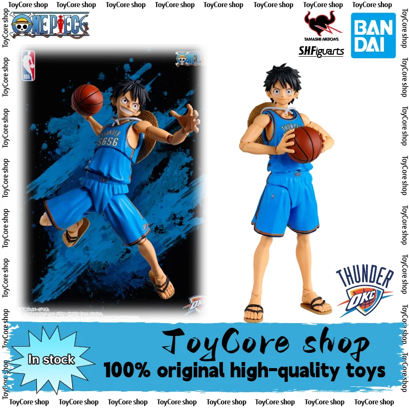 Articulated Action Figure Bandai S.H.Figuarts One Piece X NBA Monkey D. Luffy Oklahoma City Thunder Ver Model Collection Gift