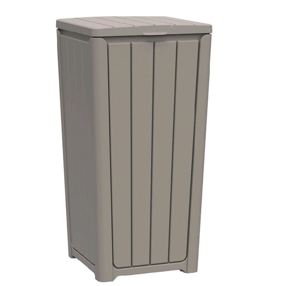 Outdoor Trash Can with Lid, Waterproof Resin Garbage Can with Tiered Lid Outside Trash Bin for Patio, Kitchen, Backyard or Deck