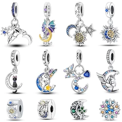 925 sterling silver sun moon star theme multiple styles fashionable charms beads Fit Pan Original Bracelets DIY Jewelry