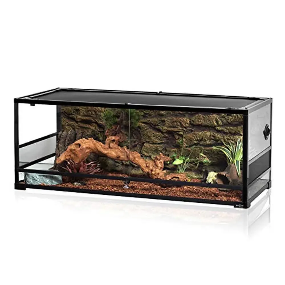 

67G Large Terrarium Front Opening Sliding Door Ventilation Reptile Tank Waterproof Bottom Raised Frame Patent Design Easy