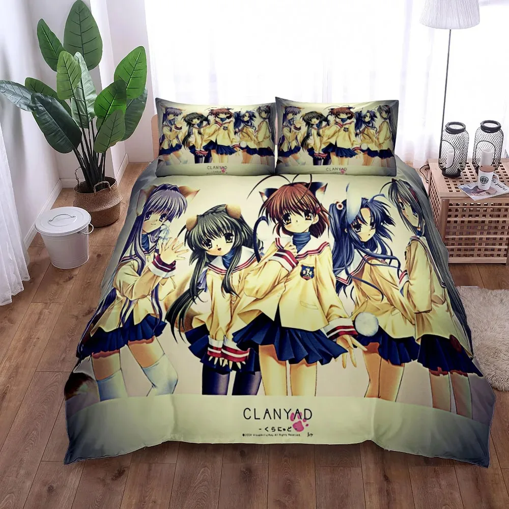 Clannad Duvet Cover Set King Queen Double Full Twin Single Size Bed Linen Set