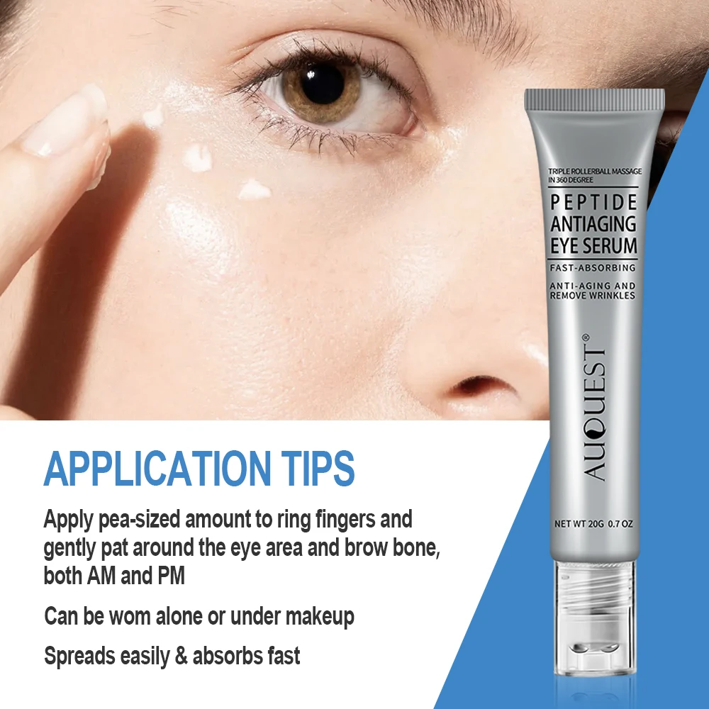 Peptide Dark Circle Eye Cream Eye Bags rimozione cura della pelle Anti linee sottili siero idratante cura della pelle degli occhi Beauty AUQUEST