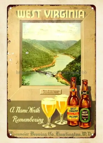 plaques West Virginia Pilsner Beer Fesenmeier Brewing Huntington metal tin sign