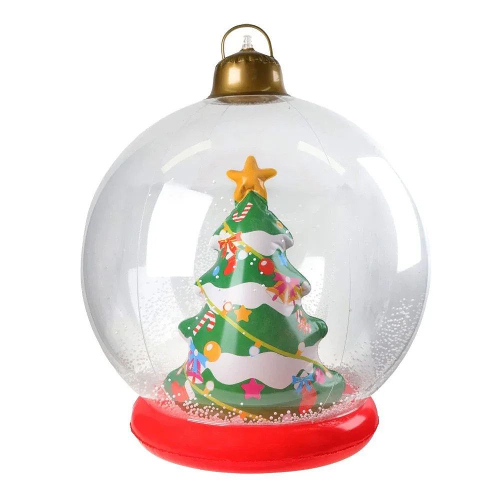 Bolas navideñas inflables de 24 pulgadas, Material de PVC, bolas transparentes, bolas navideñas gigantes, tamaño de 60CM, decoraciones navideñas impermeables