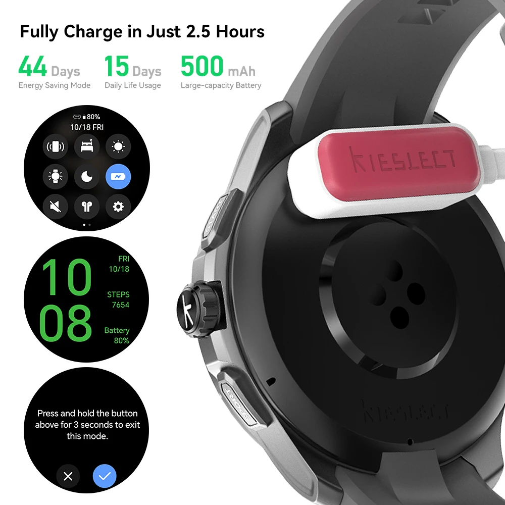 Kieslect Actor 1.6 "LTPO AMOLED ساعة ذكية GPS 5ATM مقاومة للماء تعمل باللمس جهاز تعقب للياقة البدنية مراقبة الصحة لنظام Android iOS