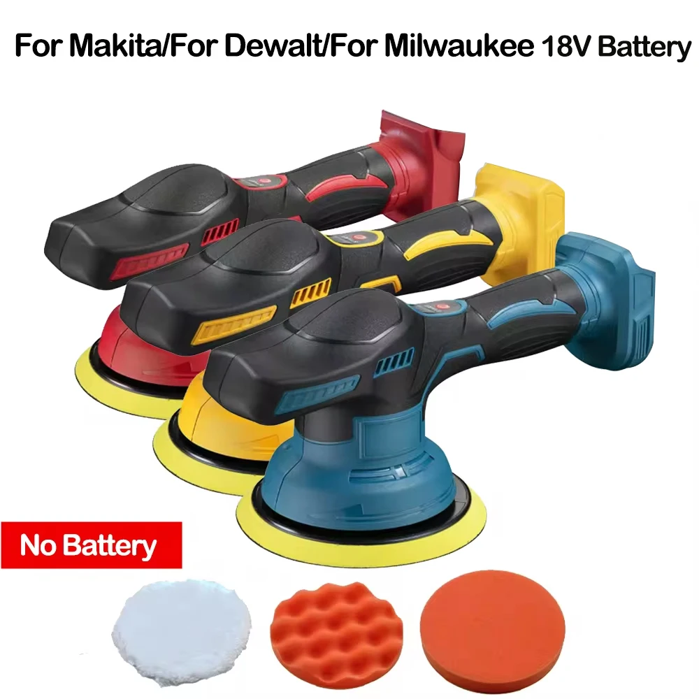 Electric Car Polisher 8 Gears Adjustable Cordless Auto Waxing Sanding Sealing Glaze Tool Fit MT/Dewalt/Milwaukee 18V Battery Pin