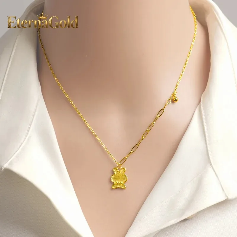 

EternaGold Роскошный браслет-цепочка на ключицу из чистого золота 24K 9999 пробы с милым мультяшным кроликом для женщин