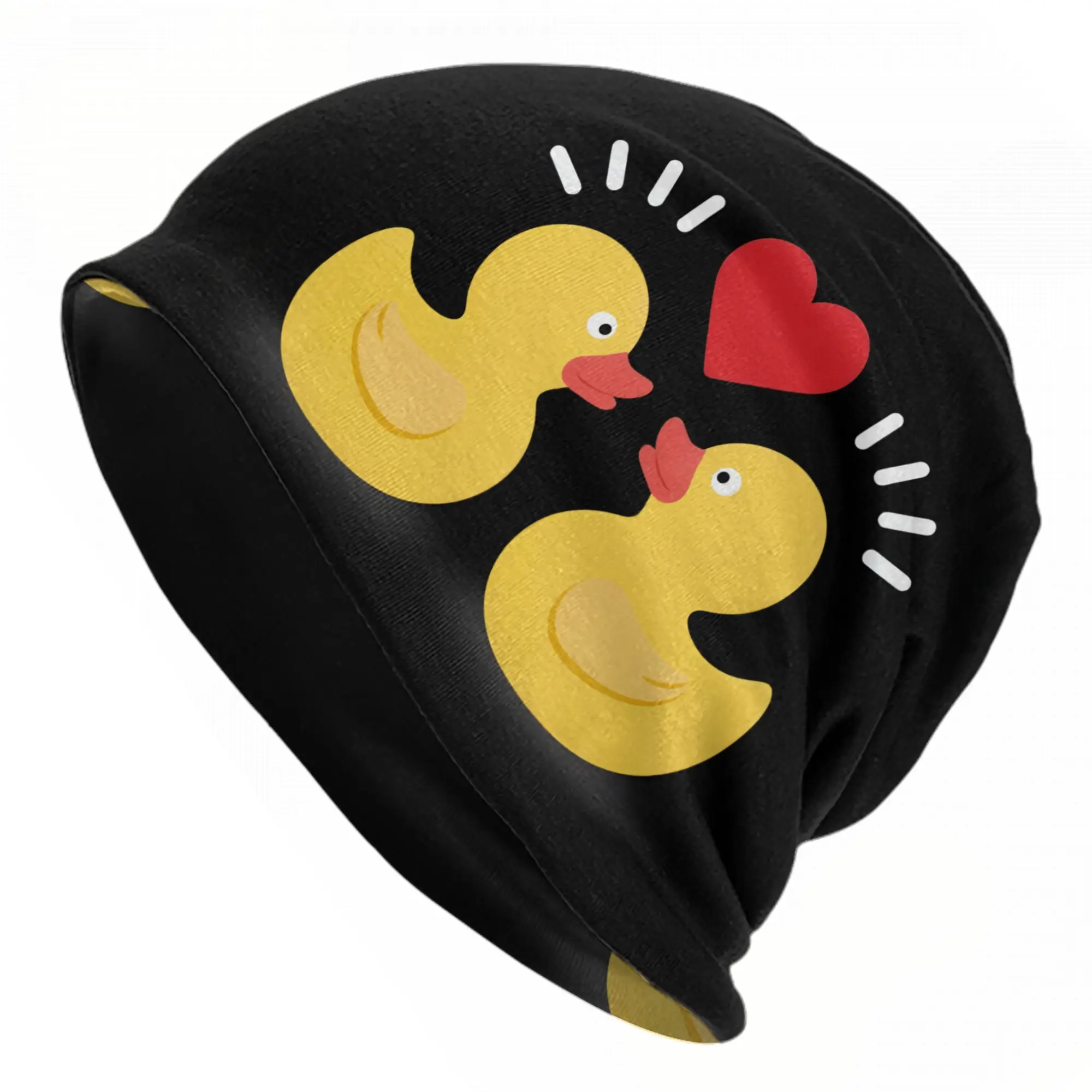 Gorro de lana ligero con diseño de pato amarillo de dibujos animados, para hombres y mujeres, ideal para dormir.
