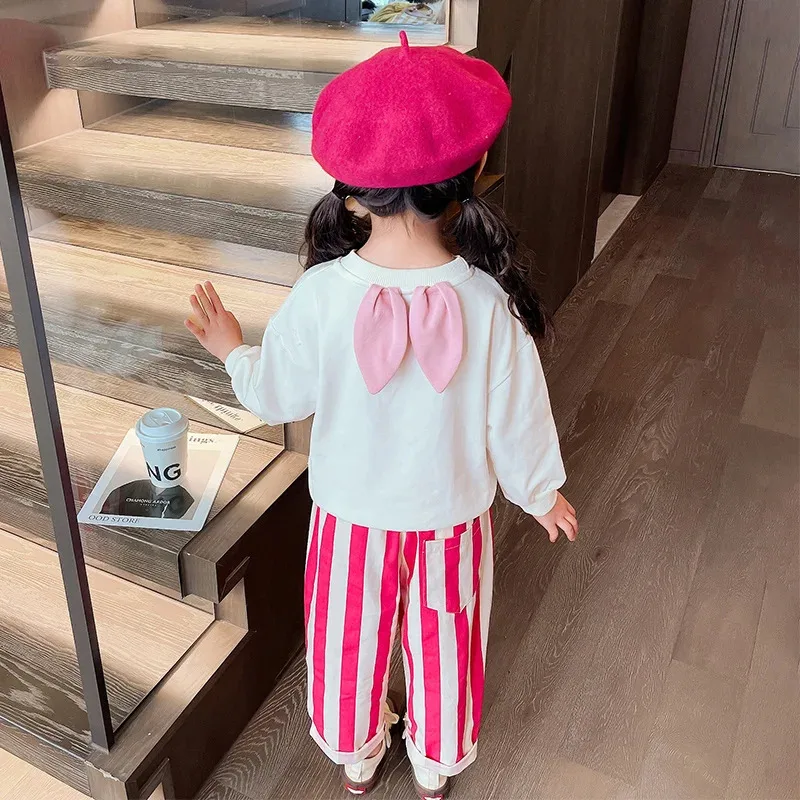 Conjuntos de ropa de primavera para niñas, jersey para niños, sudadera, pantalones a rayas, traje de 2 uds., ropa para niños, trajes, chándales para bebés, ropa deportiva