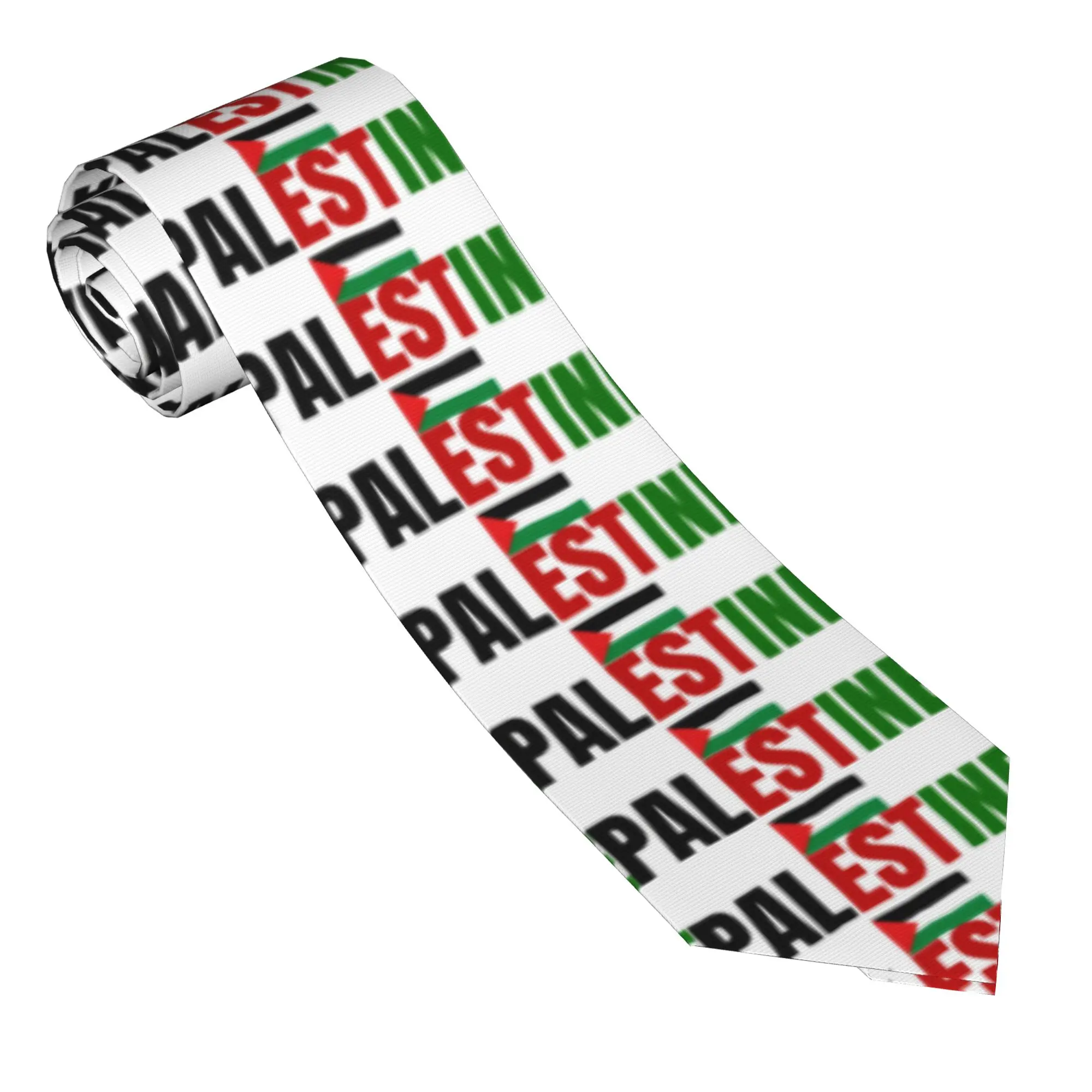 Palestine Flag   Tie  Custom Neck Ties Vintage Cool Collar Tie Men Business Necktie Accessories