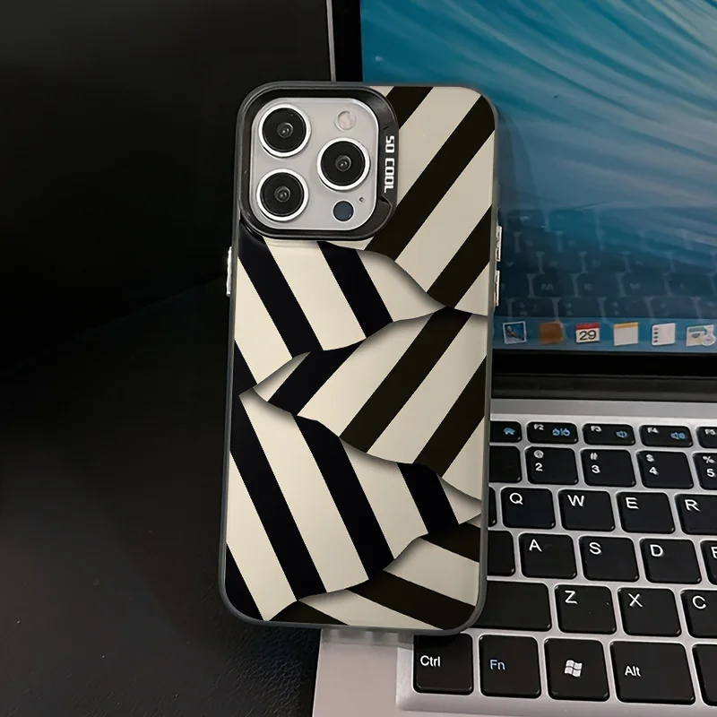 

Irregular striped phone case for iPhone 16 15 14 13 12 11 Pro/ Max/Plus shock-proof rear cover anti-fingerprint