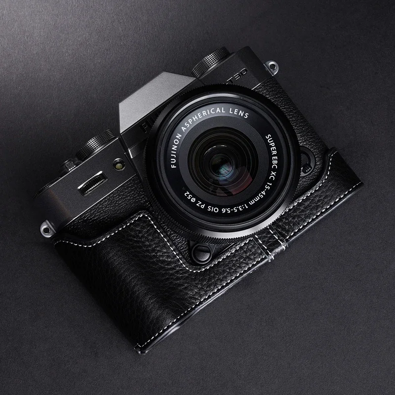 لكاميرا Fujifilm XT30 XT20 X-T30ii حافظة كاميرا مصنوعة يدويًا من الجلد الطبيعي غطاء نصف حقيبة