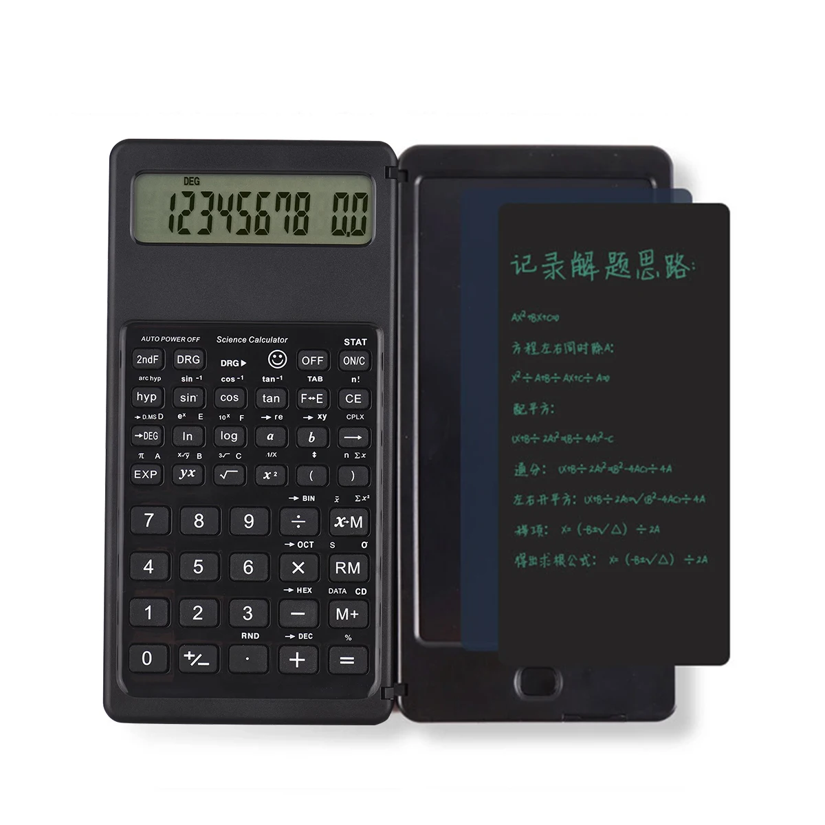 Solar Powered Scientific Calculator & 6 Inch Writing Tablet Foldable 10 Digit LCD Display For Office Student Teachers Accountant
