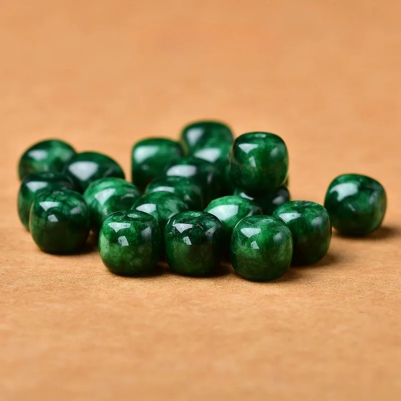 Natural dried green chalcedony bucket beads DIY bracelet with bead separation