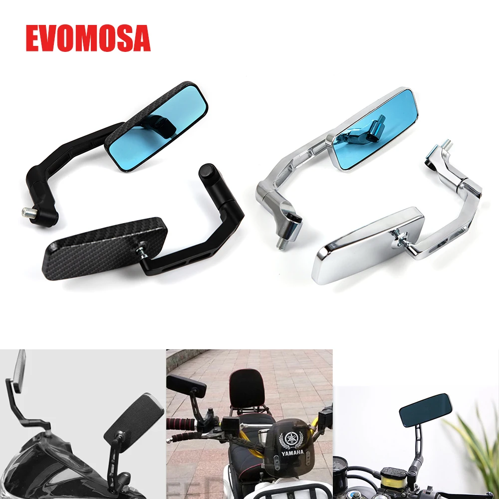 2PCS Motorcycle Modified Aluminum Square Rearview Reverse Side Mirrors 8mm 10mm Black Universal For Harley Honda Scooter