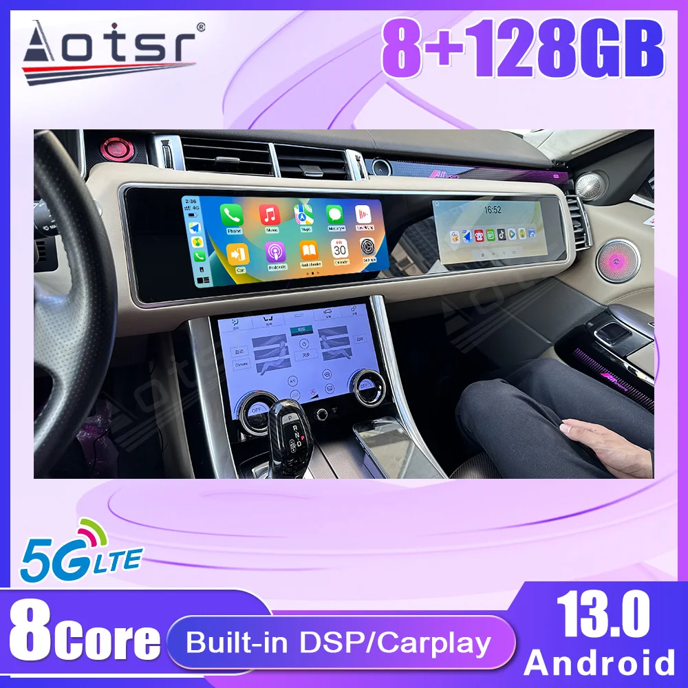 

12.3" Double screen 128G Android 13 For Land Rover Range Rover Vogue 2013-2017 Car Media Player Carplay Head Unit GPS Navigation