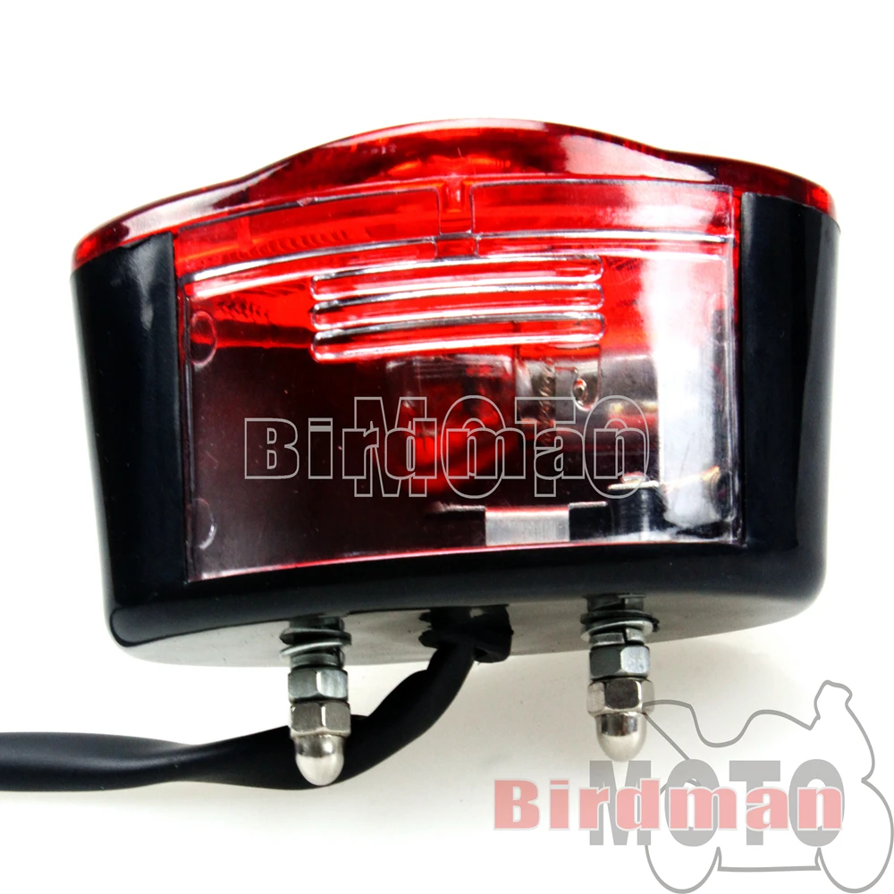 Unviersal Motorcycle Tail Light Red Cat Eye Taillight Rear License Plate Brake Stop Lamp For Cafe Racer Chopper Bobber Custom