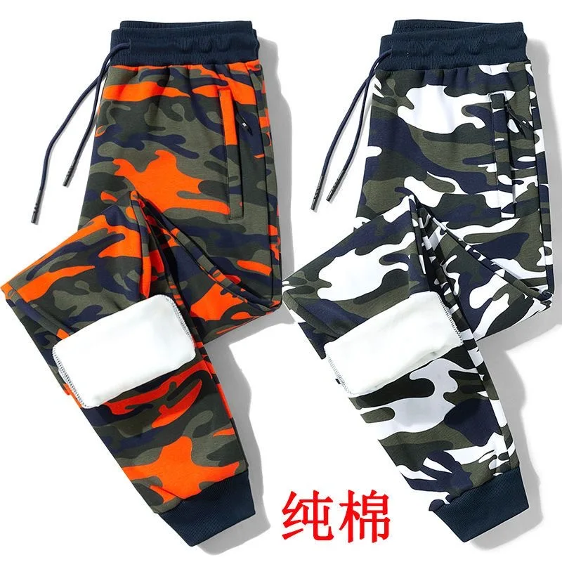 2024 Autumn/Winter Fashion Trend Camouflage Plus Fleece Thick Tracksuit Pants Men's Casual Loose Plus Size High Quality Pants