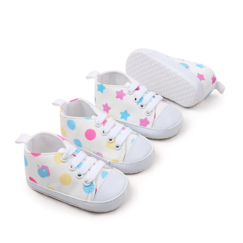 Spring and Autumn new casual shoes baby soft sole non-slip polka dot toddler graffiti printing canvas shoes YS-22