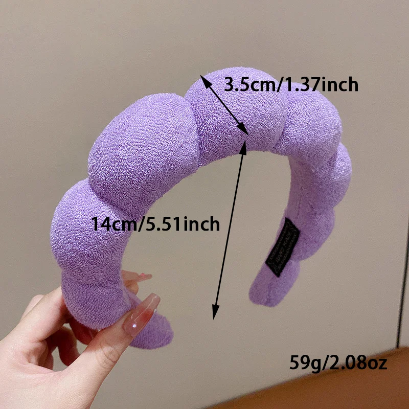 1/5 Stück ZYFHTT Einfaches Wolken-Schwamm-Stirnband für Frauen, Bonbonfarbenes breites Haarband, modisches Mädchen-Gesichtshaarband, Haar-Accessoire – Detail 5