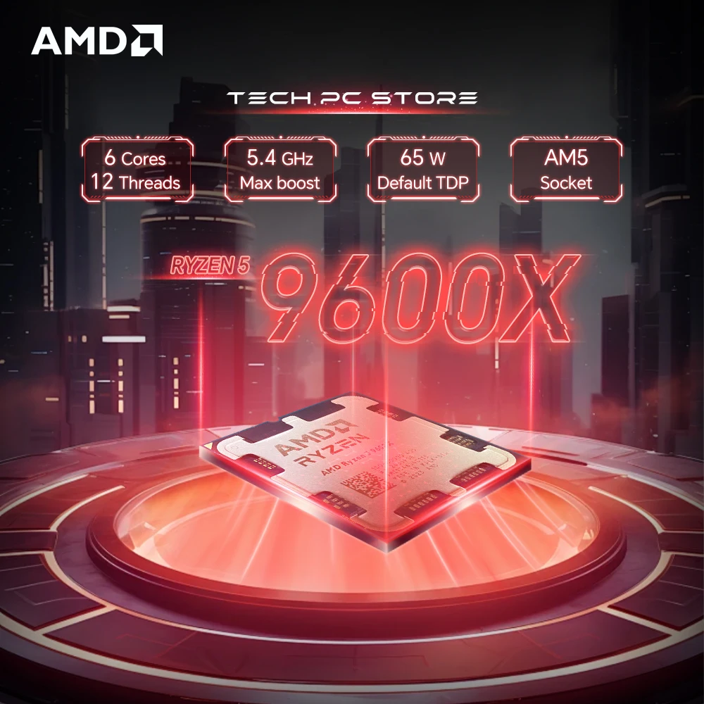 AMD Ryzen 5 9600X L3=32M 5.4GHz 6-Core 12-Thread R5 9600X Gaming Processor 65W 4NM DDR5 Socket AM5 No Fan