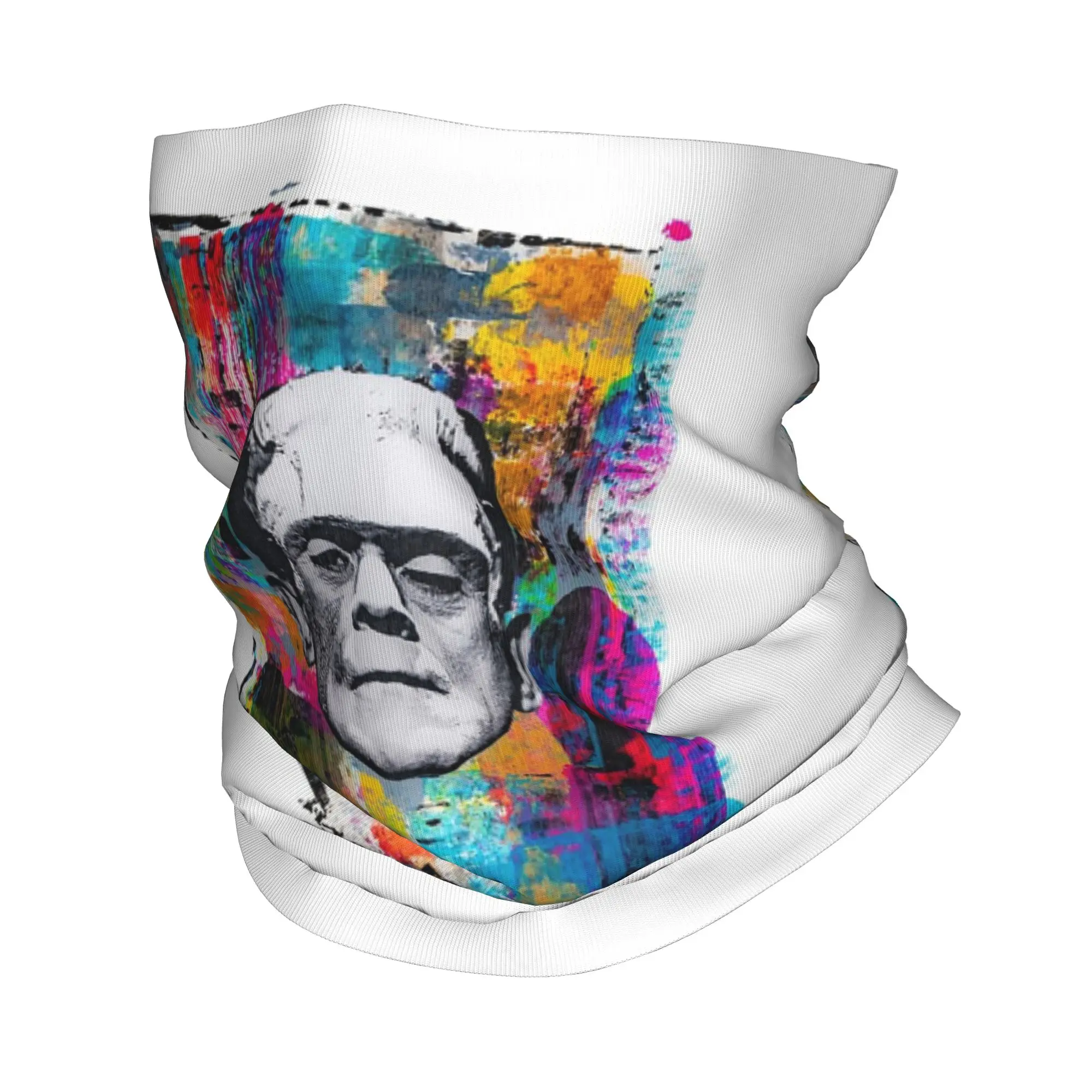 Frankenstein's Monster Acrylic BlackWhite Collage Art Bandana Neck Gaiter Printed Wrap Scarf Balaclava Outdoor Sports Unisex