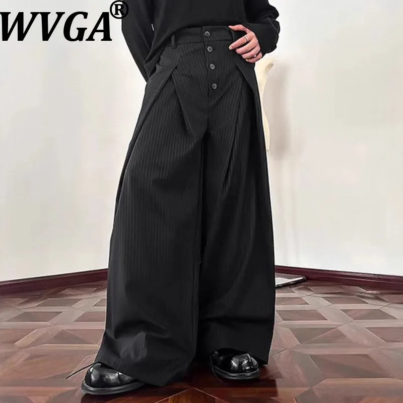 WVGA Spring Autumn New Man Tide Pleated Trendy Design Draped Buttons Straight Suit Pants Niche Chic Casual Streetwear Ins W12700