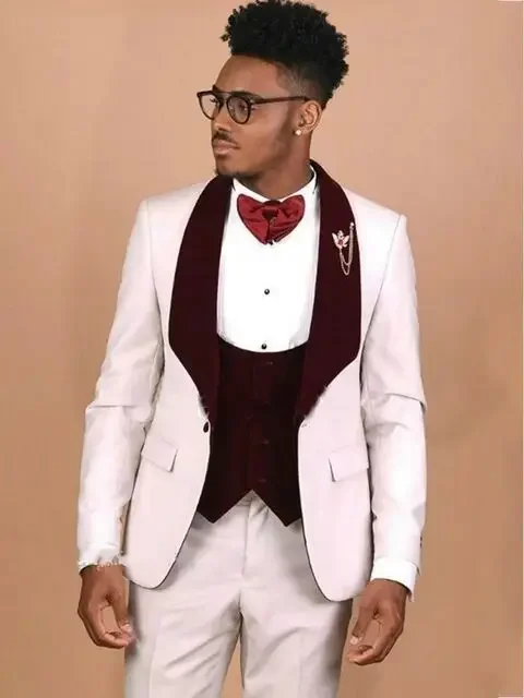 Men Slim Fit Suits 3 Pieces Tailored Oversize Men Blazer Dress Groom Wedding Man Suit 2024 Fashion Tuxedo Jacket Vest Pants Set