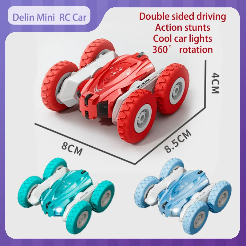 

Delin Mini двухсторонние трюковые радиоуправляемые автомобили 2,4G с дистанционным управлением 360° ° Флип-дрифтовый автомобиль Длительный срок службы батареи Сильная мощность Детская игрушечная машинка