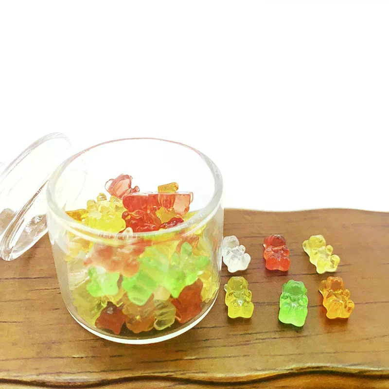 20pc Mini Resin Colorful Bear Ornaments Diy Crafts Dollhouse Candy Decoration For Kids Creative Play