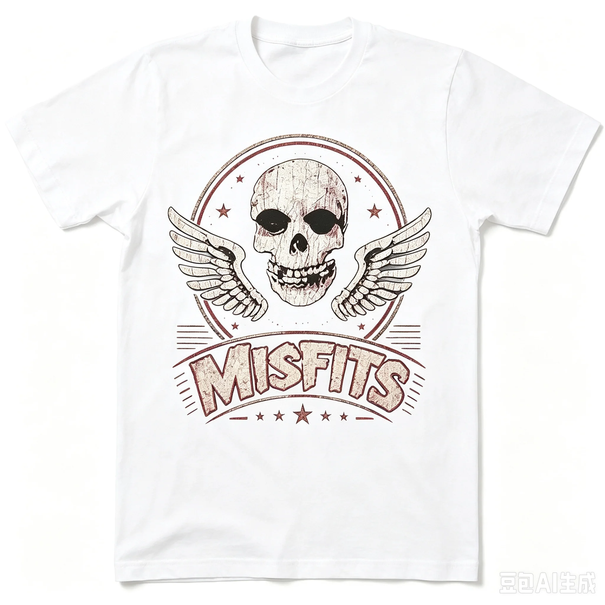 Misfits Vintage Skull Wing Graphic T-Shirt Unisex Punk Rock Casual Short Sleeve Tee