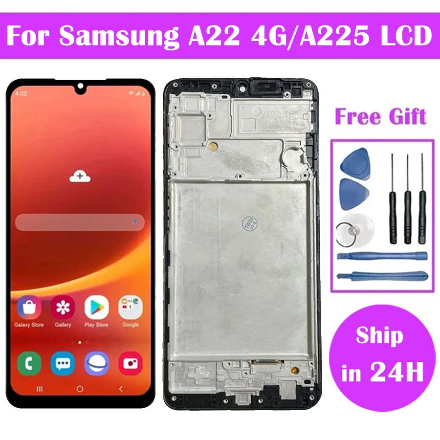 100% Test For Samsung A22 4G LCD SM-A225F Display Touch Screen Digitizer With Frame For Samsung A22 5G SM-A226B LCD Screen